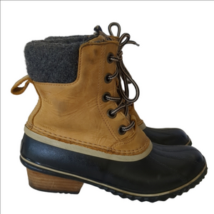 Sorel Two-Tone Brown and Black Winter Rain Boots